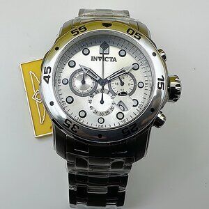NEW Invicta Men Pro Diver Scuba VD53 Chronograph Stainless St. SILVER DIAL Watch